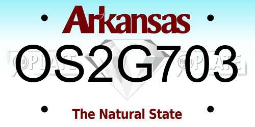 OS2G703 Arkansas License Plate