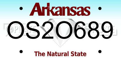 OS2O689 Arkansas License Plate