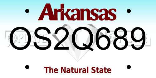 OS2Q689 Arkansas License Plate