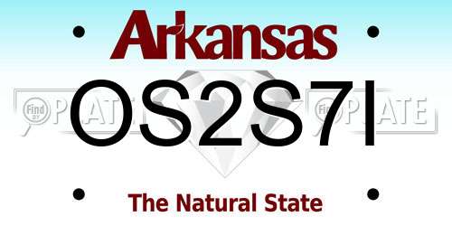 OS2S7I Arkansas License Plate