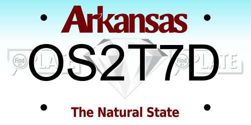 OS2T7D Arkansas License Plate