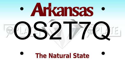 OS2T7Q Arkansas License Plate