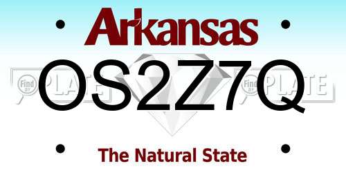 OS2Z7Q Arkansas License Plate