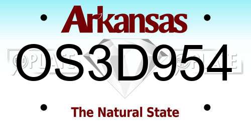 OS3D954 Arkansas License Plate