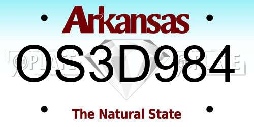 OS3D984 Arkansas License Plate