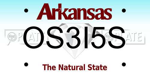 OS3I5S Arkansas License Plate