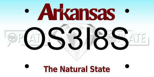 OS3I8S Arkansas License Plate