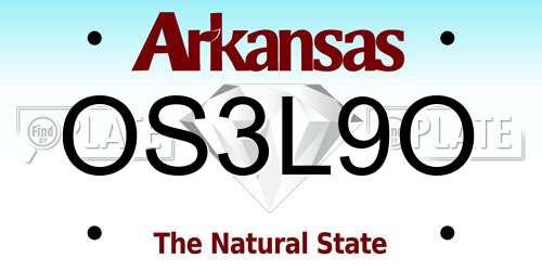 OS3L9O Arkansas License Plate