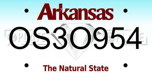 OS3O954 Arkansas License Plate