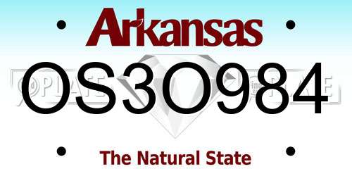 OS3O984 Arkansas License Plate