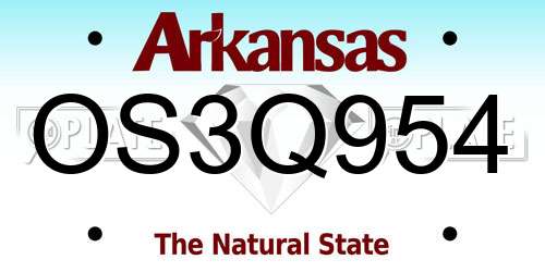 OS3Q954 Arkansas License Plate