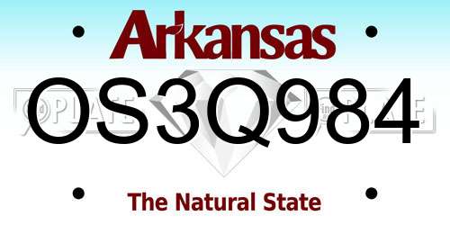 OS3Q984 Arkansas License Plate