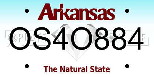 OS4O884 Arkansas License Plate