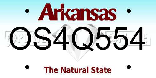 OS4Q554 Arkansas License Plate