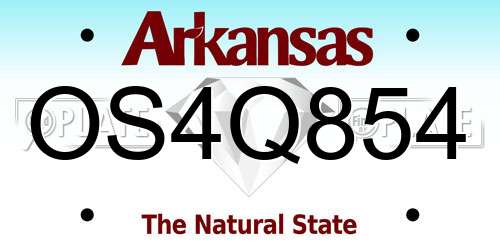 OS4Q854 Arkansas License Plate