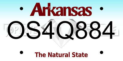 OS4Q884 Arkansas License Plate