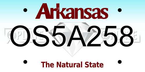 OS5A258 Arkansas License Plate