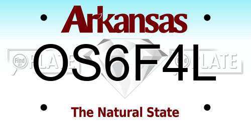 OS6F4L Arkansas License Plate
