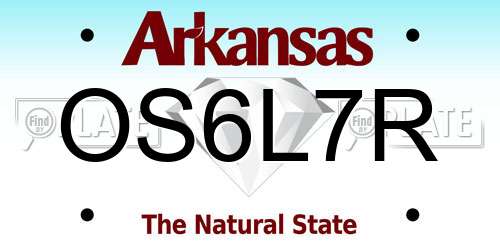 OS6L7R Arkansas License Plate