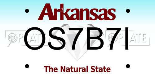 OS7B7I Arkansas License Plate