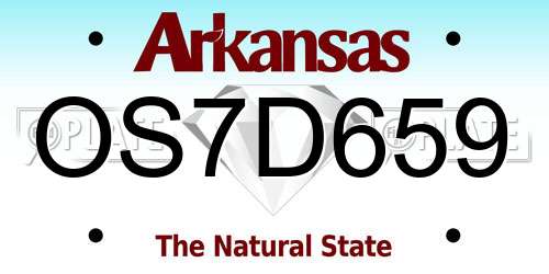 OS7D659 Arkansas License Plate