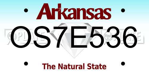 OS7E536 Arkansas License Plate
