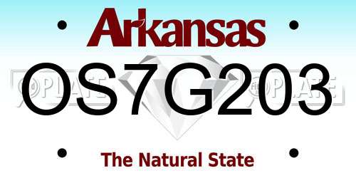 OS7G203 Arkansas License Plate