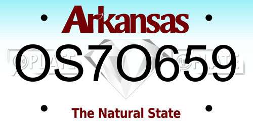 OS7O659 Arkansas License Plate