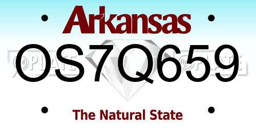 OS7Q659 Arkansas License Plate