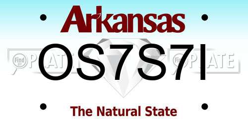 OS7S7I Arkansas License Plate