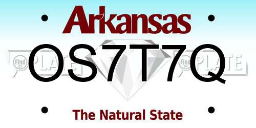 OS7T7Q Arkansas License Plate