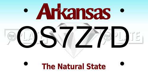 OS7Z7D Arkansas License Plate
