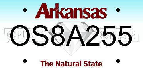OS8A255 Arkansas License Plate