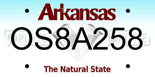 OS8A258 Arkansas License Plate