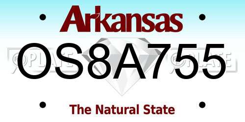 OS8A755 Arkansas License Plate