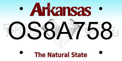 OS8A758 Arkansas License Plate