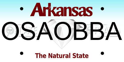 OSAOBBA Arkansas License Plate