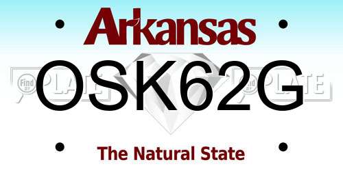 OSK62G Arkansas License Plate