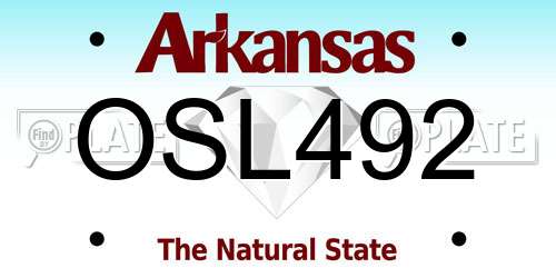 OSL492 Arkansas License Plate