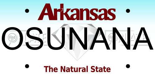OSUNANA Arkansas License Plate