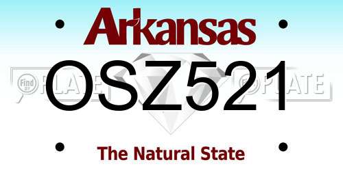 OSZ521 Arkansas License Plate