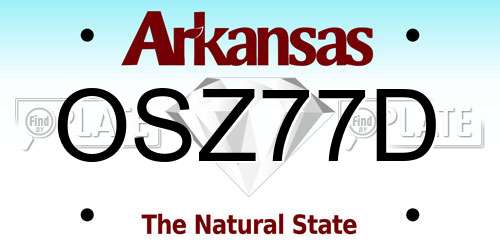 OSZ77D Arkansas License Plate