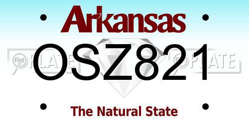 OSZ821 Arkansas License Plate