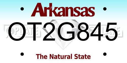 OT2G845 Arkansas License Plate