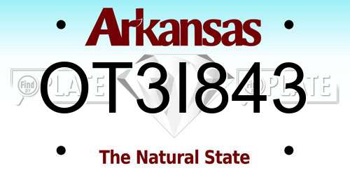 OT3I843 Arkansas License Plate