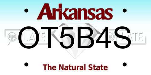 OT5B4S Arkansas License Plate