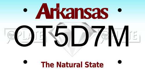 OT5D7M Arkansas License Plate