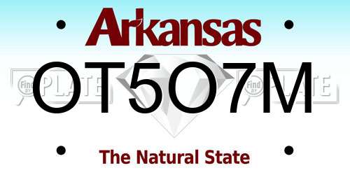 OT5O7M Arkansas License Plate