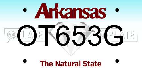 OT653G Arkansas License Plate
