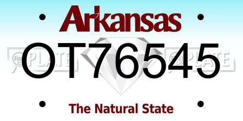 OT76545 Arkansas License Plate